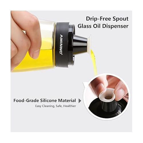  5.5oz Oil and Vinegar Cruets 2 Pack, Glass Oil Dispenser Bottles for Cooking, Leakproof and Drip Free Spouts