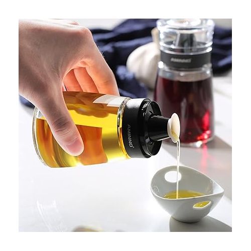  5.5oz Oil and Vinegar Cruets 2 Pack, Glass Oil Dispenser Bottles for Cooking, Leakproof and Drip Free Spouts