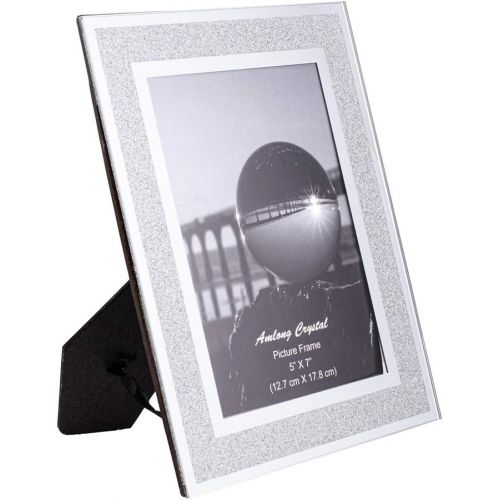  Amlong Crystal Sparkle Mirror Glass Picture Frames 5x7