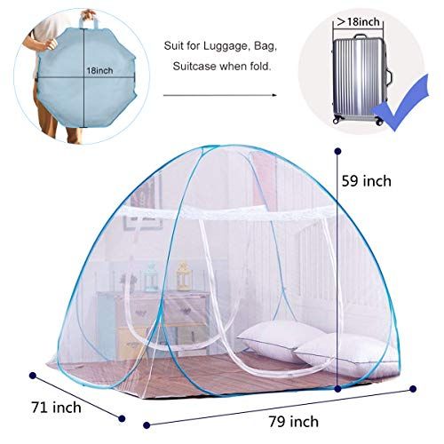  [아마존베스트]DATONG DaTong Pop-Up Mosquito Net Tent for Beds Anti Mosquito Bites Folding Design with Net Bottom for Babys Adults Trip (79 x71x59 inch)