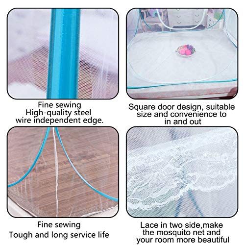  [아마존베스트]DATONG DaTong Pop-Up Mosquito Net Tent for Beds Anti Mosquito Bites Folding Design with Net Bottom for Babys Adults Trip (79 x71x59 inch)