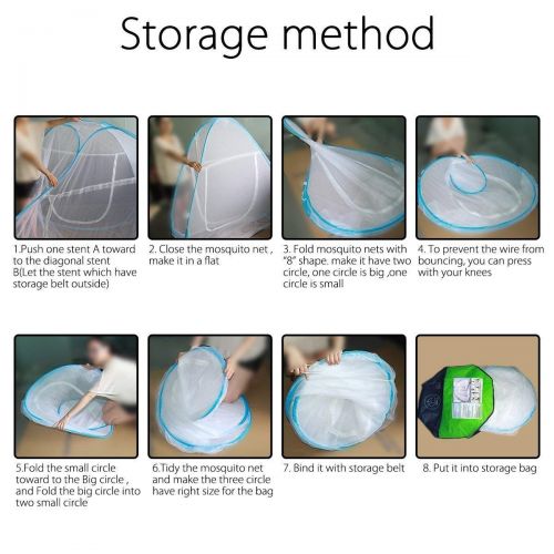  [아마존베스트]DATONG DaTong Pop-Up Mosquito Net Tent for Beds Anti Mosquito Bites Folding Design with Net Bottom for Babys Adults Trip (79 x71x59 inch)