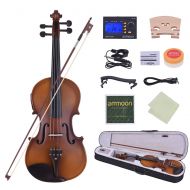 Ammoon ammoon Full Size 44 Acoustic Electric Violin Fiddle Solid Wood Body Ebony Fingerboard Pegs Chin Rest Tailpiece