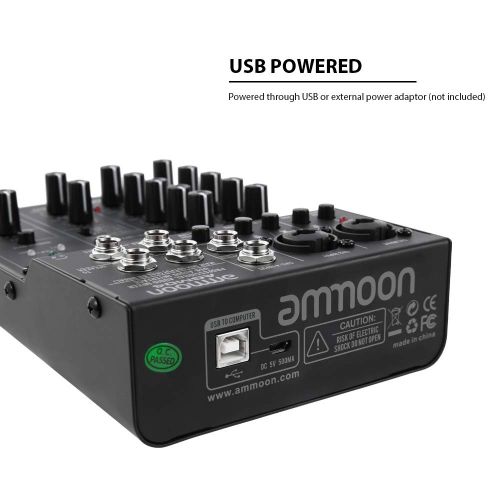  [아마존 핫딜]  [아마존핫딜]Ammoon DJ-Mixer  4-Kanal Mischpult  DJ-Mischpult Mini-Mischpult USB-Port  intergrierter Verstarker  Mikrofonsektion  48V Phantom Power AGM04