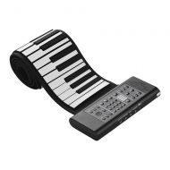 Ammoon ammoon 88 Keys Portable Roll Up Piano Electronic Keyboard Silicon Built-in Stereo Speaker 1000mA Li-ion Battery Support MIDI OUT Microphone Audio Input functions with Sustain Pedal
