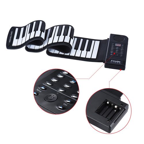  Ammoon ammoon Portable Silicon 61 Keys Roll Up Piano Electronic MIDI Keyboard with Built-in Loud Speaker