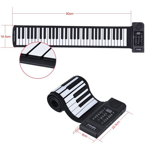  Ammoon ammoon Portable Silicon 61 Keys Roll Up Piano Electronic MIDI Keyboard with Built-in Loud Speaker