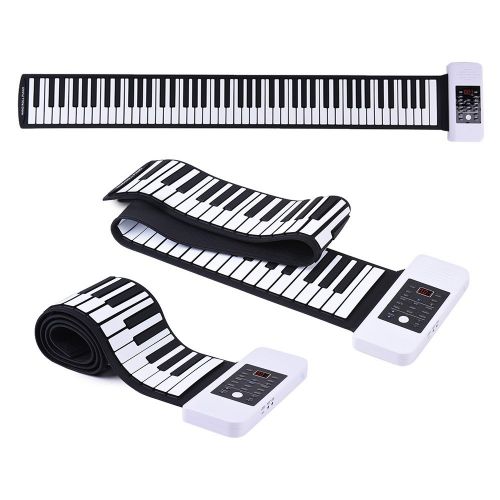  Ammoon ammoon Portable Silicon 88 Keys Hand Roll Up Piano Electronic USB Keyboard Built-in Li-ion Battery and Loud Speaker with One Pedal