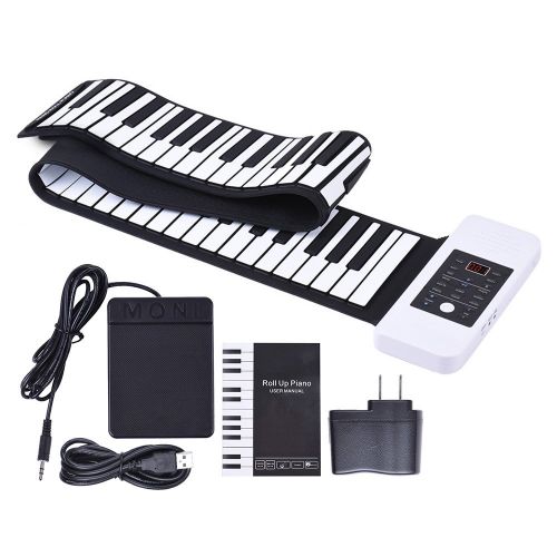  Ammoon ammoon Portable Silicon 88 Keys Hand Roll Up Piano Electronic USB Keyboard Built-in Li-ion Battery and Loud Speaker with One Pedal