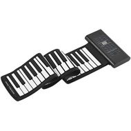 Ammoon ammoon 61-Key Roll Up Piano Electronic Keyboard Silicon Built-in Stereo Speaker 1000mA Li-ion Battery Support MIDI OUT Microphone Audio Input functions