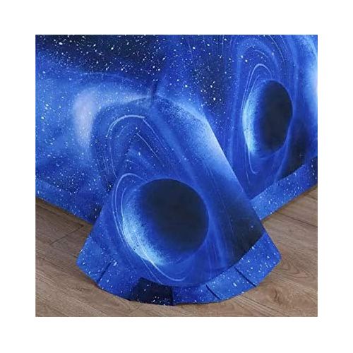  Ammybeddings 4 Piece Blue Space Duvet Cover with 1 Flat Sheet and 2 Pillow Shams Charming 3D Galaxy Bedding Sets Twin Blue Soft Stylish Bedroom Decor for Kids Boys and Girls (No Co