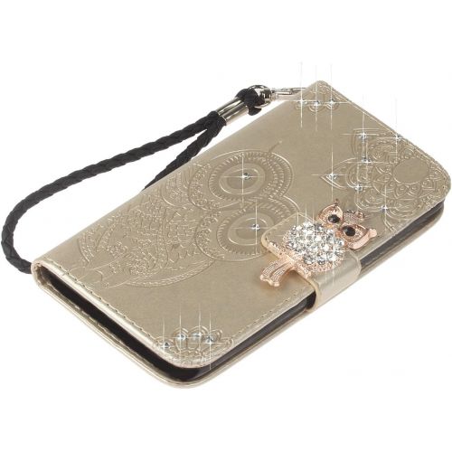  [아마존베스트]Amocase Wallet Case with 2 in 1 Stylus for Samsung Galaxy S8,3D Bling Gems Owl Magnetic Mandala Embossing Premium Strap PU Leather Card Slot Stand Case for Samsung Galaxy S8 - Gold