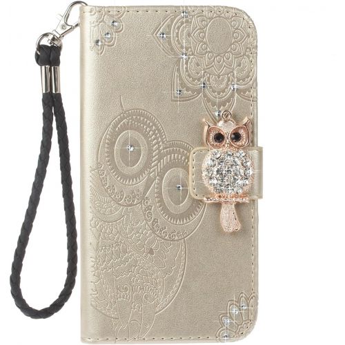  [아마존베스트]Amocase Wallet Case with 2 in 1 Stylus for Samsung Galaxy S8,3D Bling Gems Owl Magnetic Mandala Embossing Premium Strap PU Leather Card Slot Stand Case for Samsung Galaxy S8 - Gold