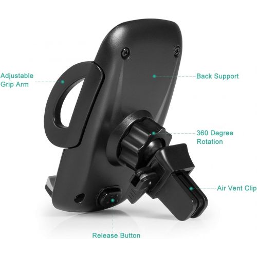  [아마존베스트]Air Vent Phone Holder, Amoner Car Mount with Quick Release Button Adjustable Clamp for iPhone X/8/8 Plus/7/7 Plus/6s/6s Plus/5s Galaxy S10/S9/S8/S7/S6/S5, LG Motorola and More