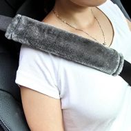 Amooca Soft Faux Sheepskin Seat Belt Shoulder Pad for a More Comfortable Driving, Compatible with Adults Youth Kids - Car, Truck, SUV, Airplane,Carmera Backpack Straps 2 Packs Dark Gray