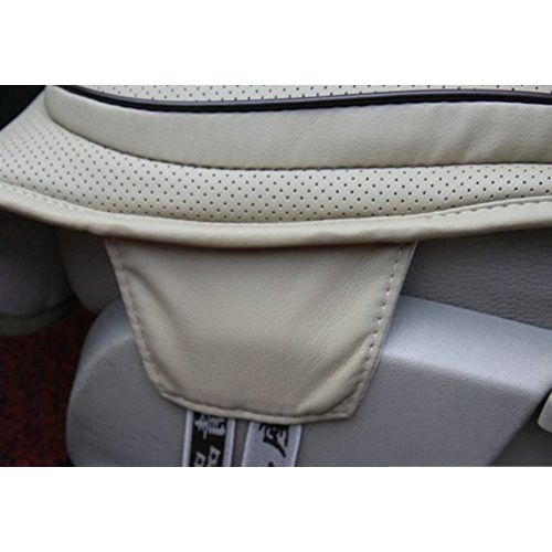  Amooca VTI Universal Full Set Needlework PU leather Front Rear Car Seat Cushion Cover Beige 8pcs