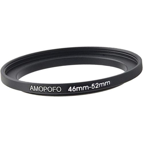  Amopofo 46mm to 52mm Metal Step Up Ring Adapter for Canon,for Nikon,NEX,FX,Camera Lenses & UV,ND,CPL Camera Filters, Made from CNC Machined Space Aluminum with Matte Black Electroplated Fi