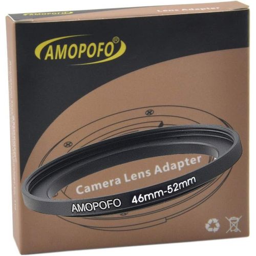  Amopofo 46mm to 52mm Metal Step Up Ring Adapter for Canon,for Nikon,NEX,FX,Camera Lenses & UV,ND,CPL Camera Filters, Made from CNC Machined Space Aluminum with Matte Black Electroplated Fi