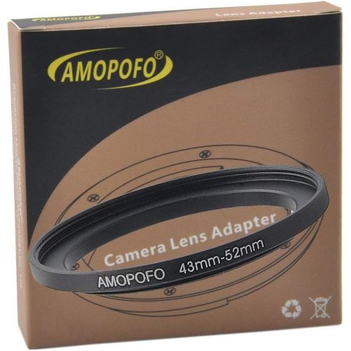  Amopofo 43 to 52mm Metal Step Up Ring Adapter for Canon,for Nikon,for Sony,for Fuji, Camera Lenses & UV,ND,CPL Camera Filters, Made from CNC Machined Space Aluminum with Matte Black Electr