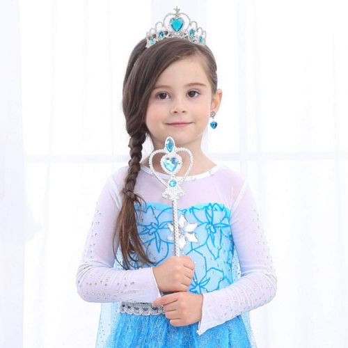  Amor 8Pcs Princess Dress Up Cosplay Costume Party Accessories with Crown Wand Gloves Necklace Earrings & Ring