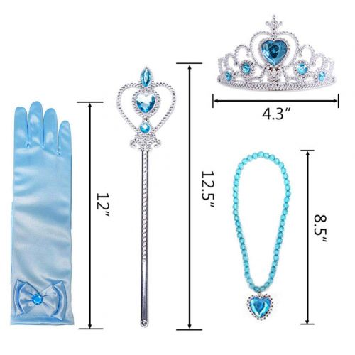  Amor 8Pcs Princess Dress Up Cosplay Costume Party Accessories with Crown Wand Gloves Necklace Earrings & Ring