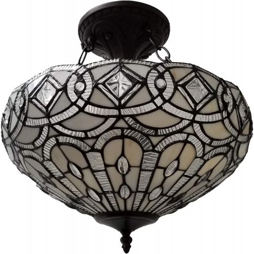  Amora Lighting AM231HL16 Tiffany Style Semi Flush Mount Ceiling Fixture 16 In Wide