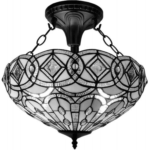  Amora Lighting AM231HL16 Tiffany Style Semi Flush Mount Ceiling Fixture 16 In Wide