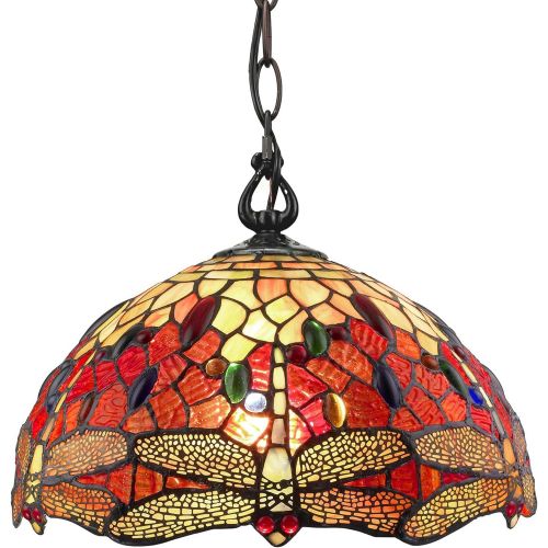  Amora Lighting AM1034HL14 Tiffany Style Stained Glass Hanging Lamp Ceiling Fixture