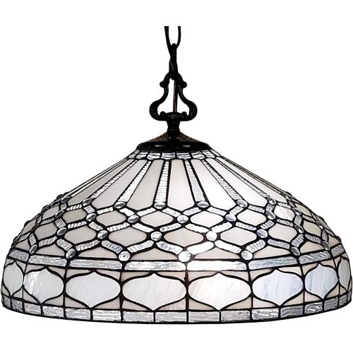  Amora Lighting AM221HL18 Tiffany Style Royal White Hanging Lamp 18 in Wide