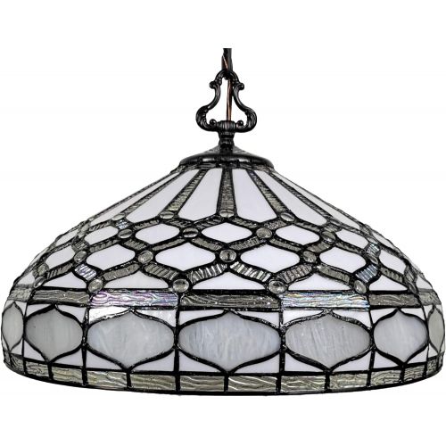  Amora Lighting AM221HL18 Tiffany Style Royal White Hanging Lamp 18 in Wide