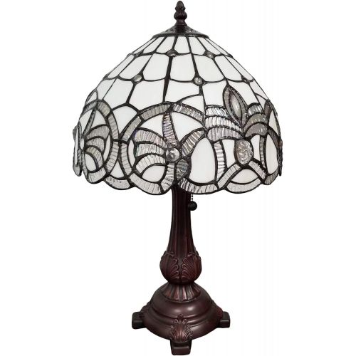  Amora Lighting AM281TL12 Tiffany Style Floral Design Table Lamp, White