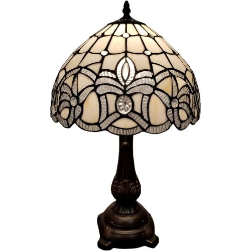  Amora Lighting AM281TL12 Tiffany Style Floral Design Table Lamp, White