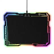 amorus RGB Gaming Mouse Pad, Hard Surface Large LED Mouse Pad Gamer Gifts for Logitech Razer Corsair Gaming Mouse, 11 Lighting Modes & 3 Brightness (14.4 x 10.4 inch)