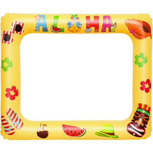  Amosfun Inflatable Selfie Frame Hawaii Aloha Party Photo Booth Props Blow Up Selfie Picture Frame Summer Party Supplies for Birthday Pool Party Supplies