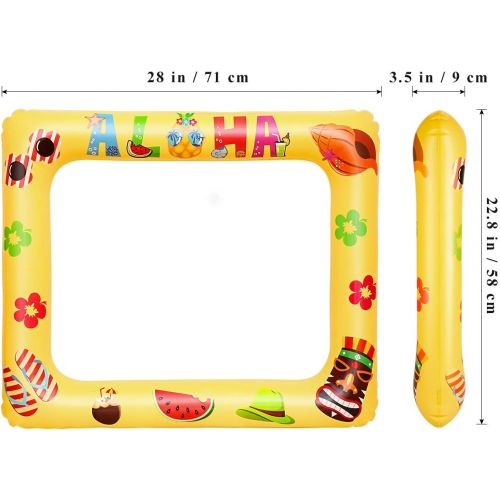  Amosfun Inflatable Selfie Frame Hawaii Aloha Party Photo Booth Props Blow Up Selfie Picture Frame Summer Party Supplies for Birthday Pool Party Supplies