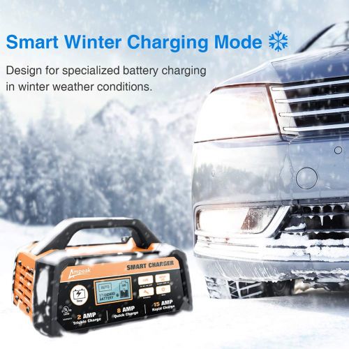  Ampeak 2/8/15A 12V Smart Battery Charger/Maintainer Automatic with Winter Mode