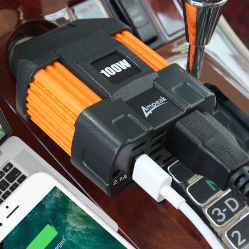  Ampeak 100W Car Power Inverter DC 12V to 110V AC Converter with 2.1A USB Car Adapter