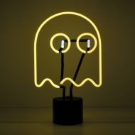 Amped & Co Ghost Neon Light, Pacman Style Desk Lamp, Room Decor, Large 14.2x8.7, Yellow/White