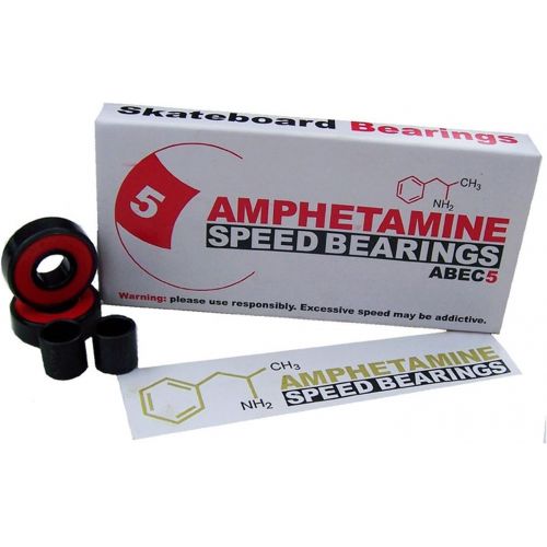  Amphetamine Abec 5 Bearings with Longboard 1/4 Rubber Riser Pads, Spacers and 1.25 Hardware