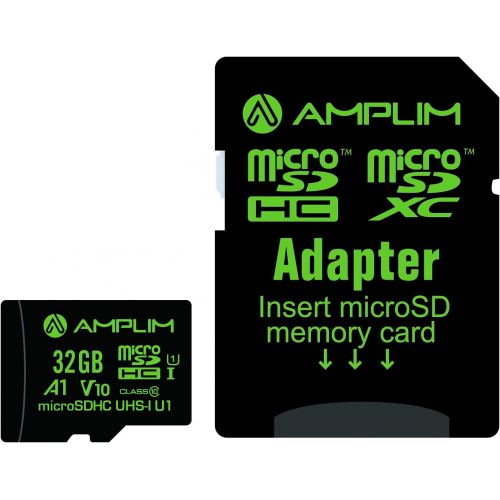  Amplim 32GB Micro SD Card, MicroSD Memory Plus Adapter, Extreme High Speed MicroSDHC U1 Class 10 V10 UHS-I TF Nintendo-Switch, GoPro Hero, Surface, Raspberry Pi, Phone Galaxy, Came