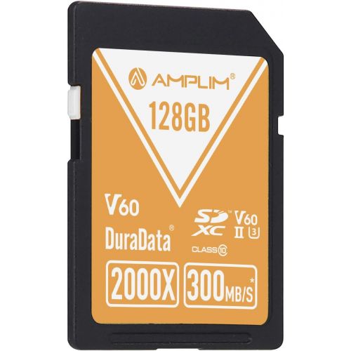 Amplim 128GB V60 UHS-II SD SDXC Card, 300MB/S 2000X Lightning Speed Performance, Extreme Read, U3 Secure Digital Memory Storage for Professional Photographer and Videographer