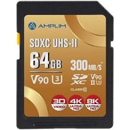 Amplim 64GB V90 UHS-II SD SDXC Card, 300MB/S 2000X Read/Write Lightning Speed Performance, Extreme Read, U3 Secure Digital Memory Storage for Professional Photographer and Videogra