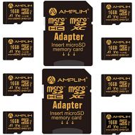 Amplim 16GB Micro SD Card, 8 Pack MicroSD Memory Plus Adapter, MicroSDHC Class 10 UHS-I U1 V10 TF Extreme High Speed Nintendo-Switch, GoPro Hero, Raspberry Pi, Phone Galaxy, Camera