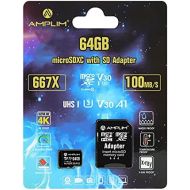 Amplim Micro SD Card 64GB, MicroSD Memory Plus Adapter, MicroSDXC SDXC U3 Class 10 V30 UHS-I TF Extreme High Speed Nintendo-Switch, Go Pro Hero, Surface, Phone Galaxy, Camera Secur