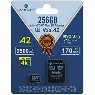 Amplim 256GB Micro SD Card, New 2021 MicroSD Memory Plus Adapter, Extreme High Speed 170MB/S A2 MicroSDXC U3 Class 10 V30 UHS-I for Nintendo-Switch, GoPro Hero, Surface, Phone, Cam