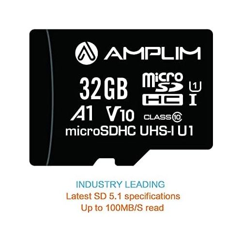  Amplim 32GB Micro SD Card, 4 Pack MicroSD Memory Plus Adapter, Extreme High Speed MicroSDHC Class 10 UHS-I U1 V10 TF Nintendo-Switch, GoPro Hero, Raspberry Pi, Phone Galaxy, Camera