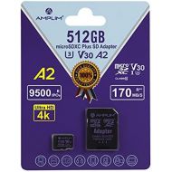 Amplim Micro SD Card 512GB, New 2021 MicroSD Memory Plus Adapter, Extreme High Speed 170MB/S A2 MicroSDXC U3 Class 10 V30 UHS-I for Nintendo-Switch, GoPro Hero, Surface, Phone, Cam