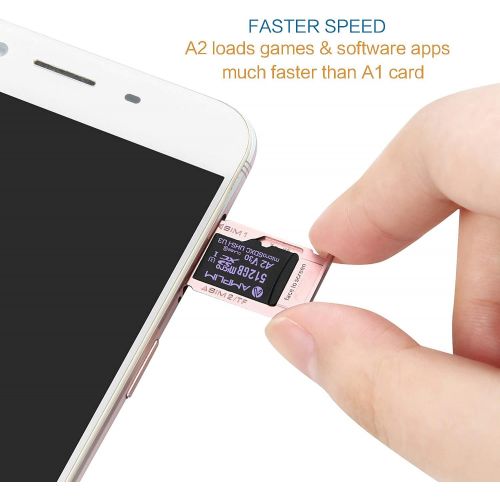  Amplim Micro SD Card 512GB, New 2021 MicroSD Memory Plus Adapter, Extreme High Speed 170MB/S A2 MicroSDXC U3 Class 10 V30 UHS-I for Nintendo-Switch, GoPro Hero, Surface, Phone, Cam