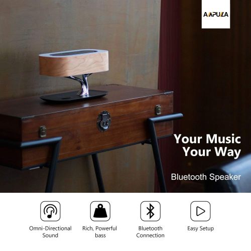  Ampulla Table Lamp with Wireless Charger and Bluetooth Speaker, Sleep Mode Stepless Dimming