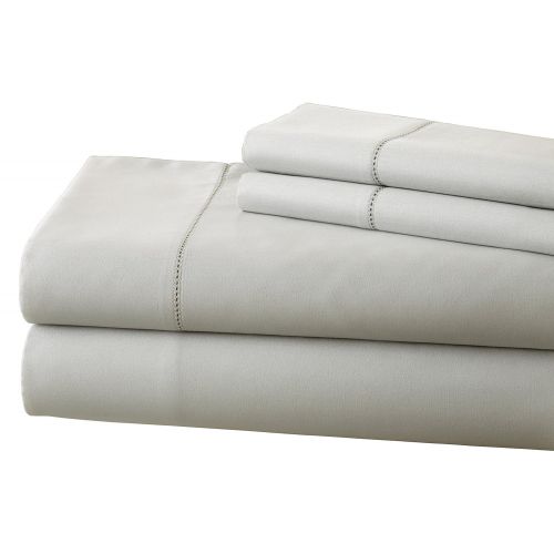  Amrapur Overseas | Ultra-Soft 1500 Thread Count 4-Piece Cotton Rich Solid Bed Sheet Set with Single Hem Stitch (Silver, King)